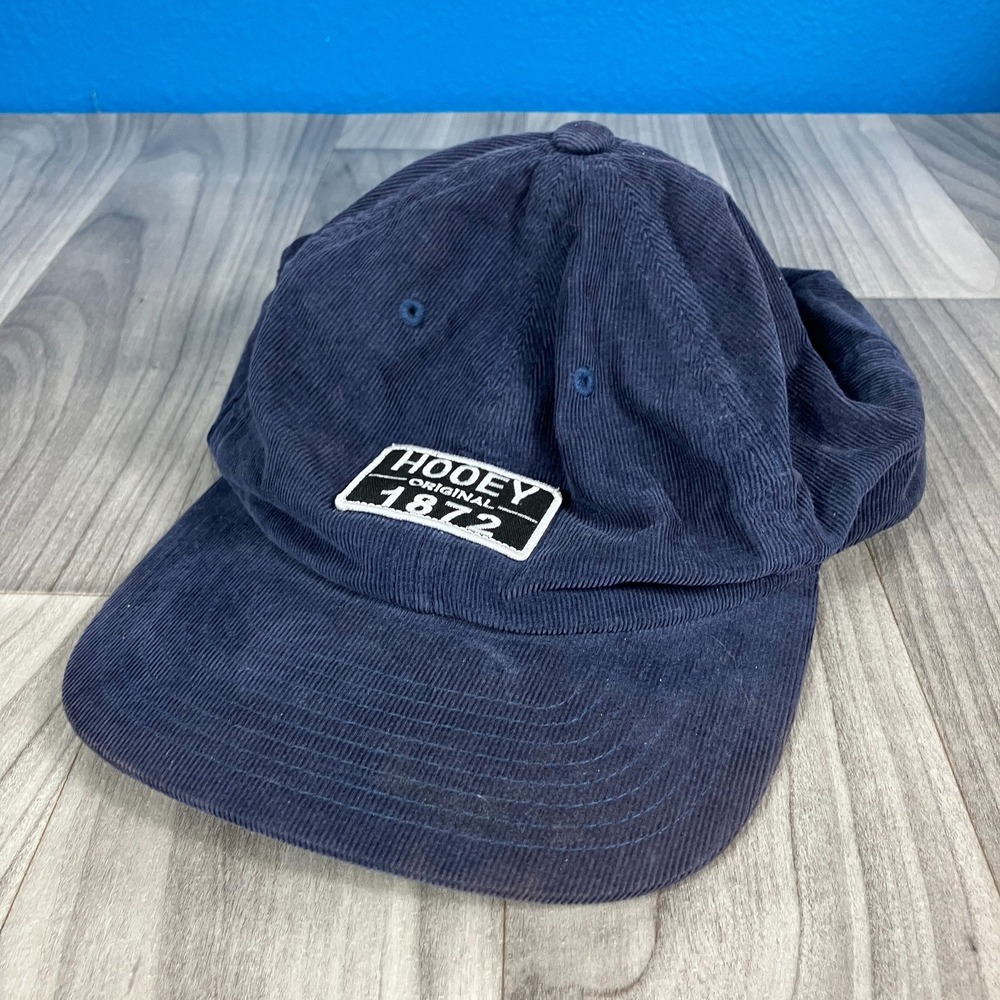 Hooey Original Patch Logo‎ Dark Blue Corduroy Leather Strap Adjustable Hat
